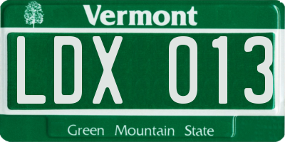VT license plate LDX013