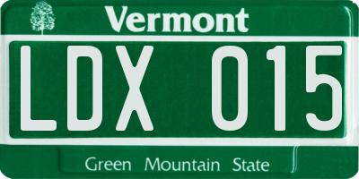 VT license plate LDX015