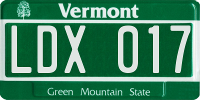 VT license plate LDX017
