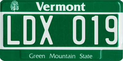 VT license plate LDX019