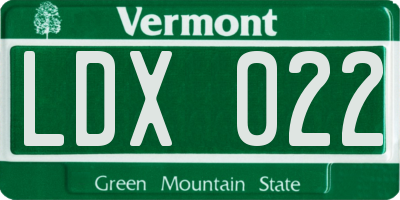 VT license plate LDX022