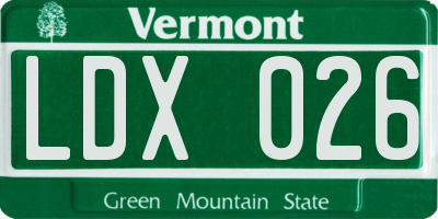 VT license plate LDX026