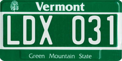 VT license plate LDX031
