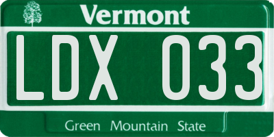 VT license plate LDX033