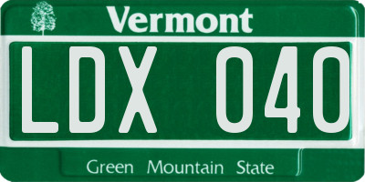VT license plate LDX040