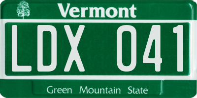 VT license plate LDX041