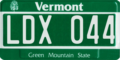 VT license plate LDX044