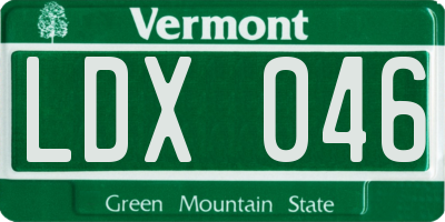 VT license plate LDX046