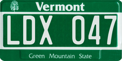 VT license plate LDX047
