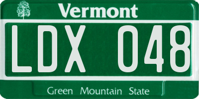 VT license plate LDX048