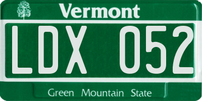 VT license plate LDX052