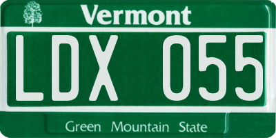 VT license plate LDX055