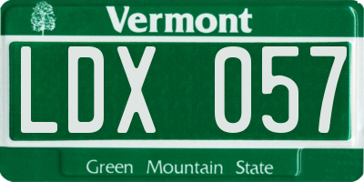 VT license plate LDX057