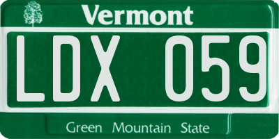 VT license plate LDX059