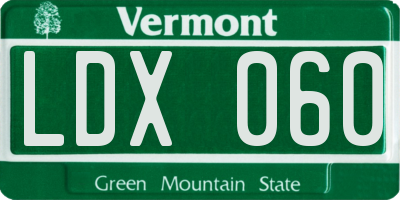 VT license plate LDX060