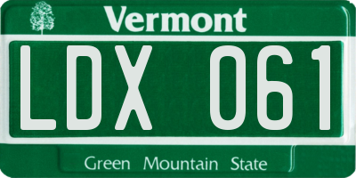 VT license plate LDX061