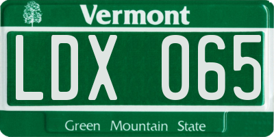 VT license plate LDX065