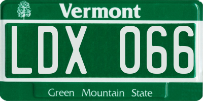 VT license plate LDX066