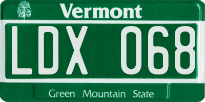 VT license plate LDX068