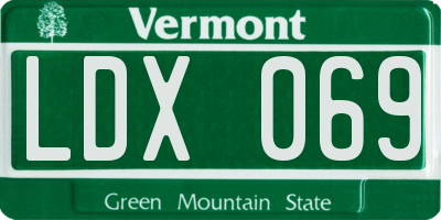 VT license plate LDX069