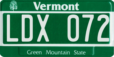 VT license plate LDX072