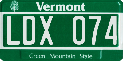 VT license plate LDX074