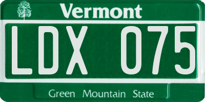 VT license plate LDX075
