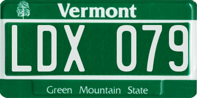 VT license plate LDX079