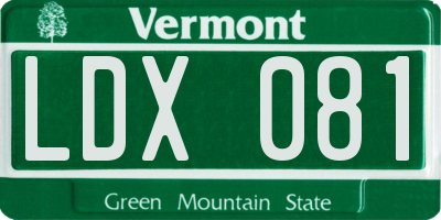 VT license plate LDX081