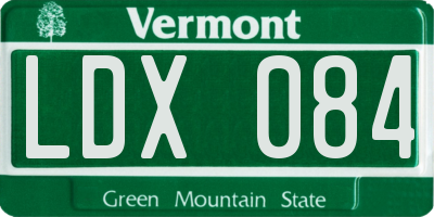 VT license plate LDX084