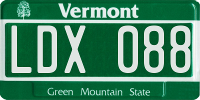 VT license plate LDX088