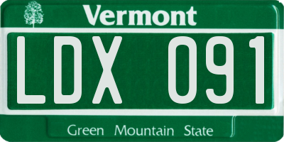 VT license plate LDX091