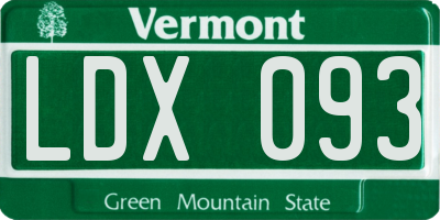 VT license plate LDX093