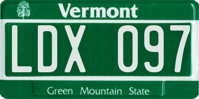 VT license plate LDX097