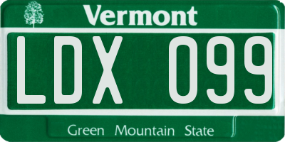 VT license plate LDX099