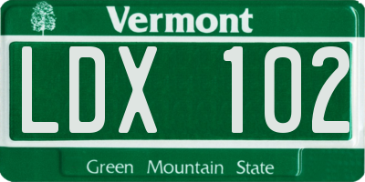 VT license plate LDX102