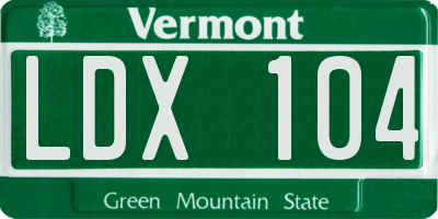 VT license plate LDX104