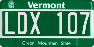 VT license plate LDX107
