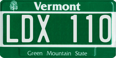 VT license plate LDX110