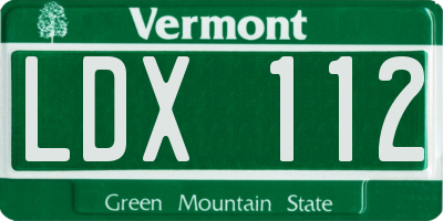 VT license plate LDX112