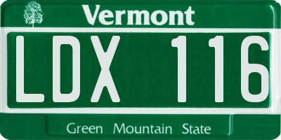 VT license plate LDX116