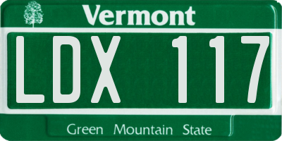 VT license plate LDX117