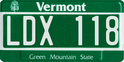 VT license plate LDX118