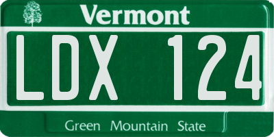 VT license plate LDX124