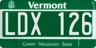VT license plate LDX126