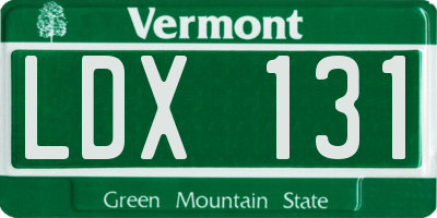 VT license plate LDX131