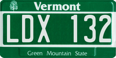 VT license plate LDX132