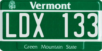 VT license plate LDX133