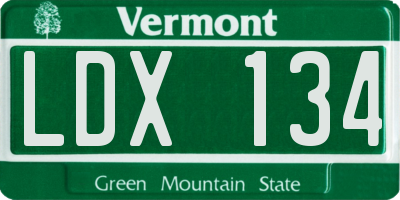 VT license plate LDX134