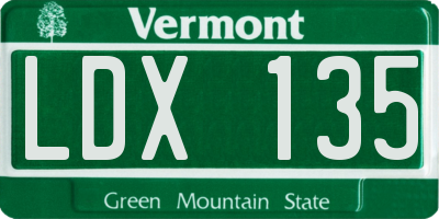 VT license plate LDX135